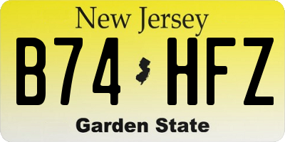 NJ license plate B74HFZ