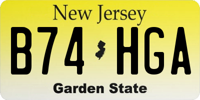 NJ license plate B74HGA