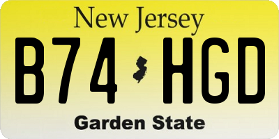 NJ license plate B74HGD