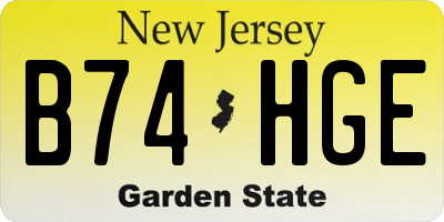 NJ license plate B74HGE
