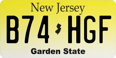 NJ license plate B74HGF