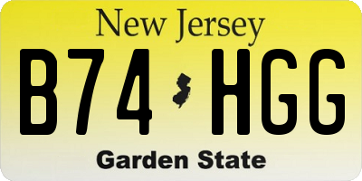 NJ license plate B74HGG