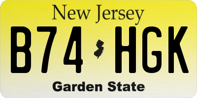 NJ license plate B74HGK