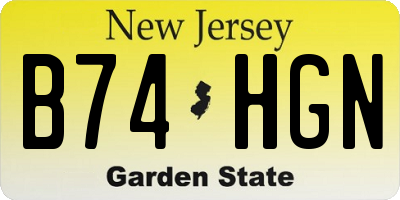 NJ license plate B74HGN