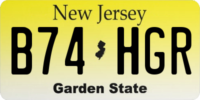 NJ license plate B74HGR