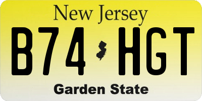 NJ license plate B74HGT