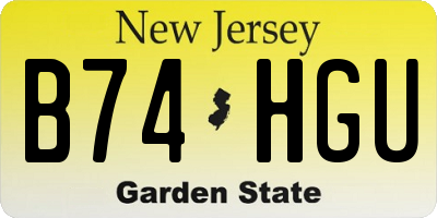 NJ license plate B74HGU