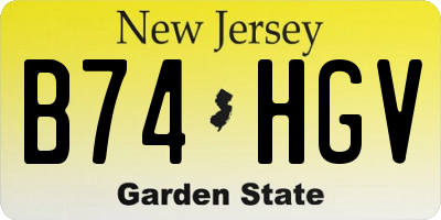 NJ license plate B74HGV