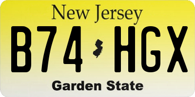 NJ license plate B74HGX