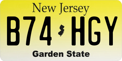 NJ license plate B74HGY