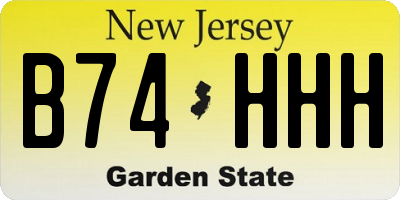 NJ license plate B74HHH