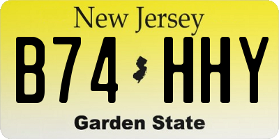 NJ license plate B74HHY
