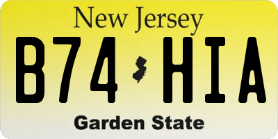 NJ license plate B74HIA