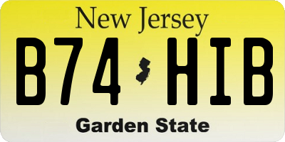 NJ license plate B74HIB