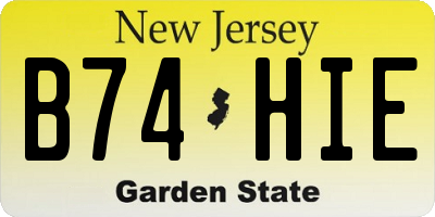 NJ license plate B74HIE