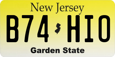 NJ license plate B74HIO