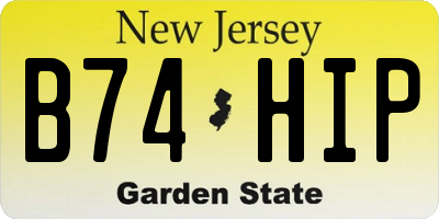 NJ license plate B74HIP