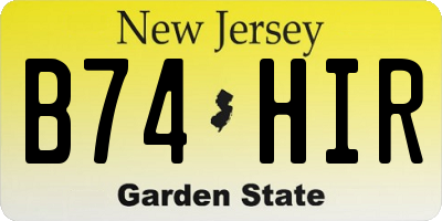 NJ license plate B74HIR