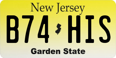 NJ license plate B74HIS