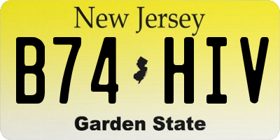 NJ license plate B74HIV