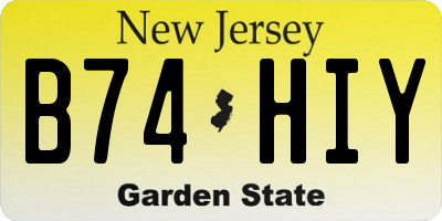 NJ license plate B74HIY