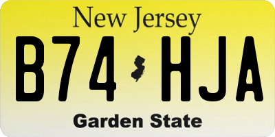 NJ license plate B74HJA