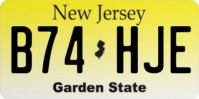 NJ license plate B74HJE