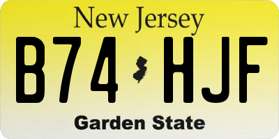 NJ license plate B74HJF
