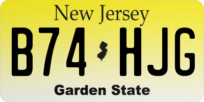 NJ license plate B74HJG