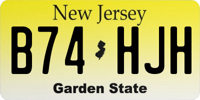 NJ license plate B74HJH