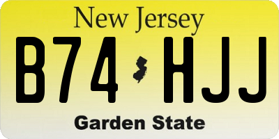NJ license plate B74HJJ