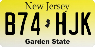 NJ license plate B74HJK