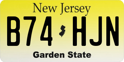 NJ license plate B74HJN