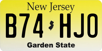 NJ license plate B74HJO