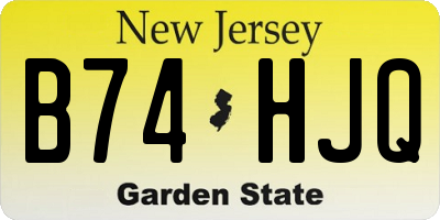 NJ license plate B74HJQ