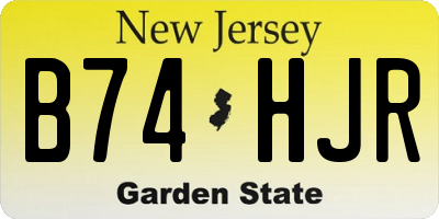 NJ license plate B74HJR