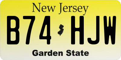 NJ license plate B74HJW