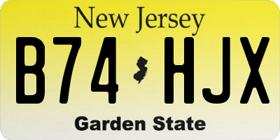 NJ license plate B74HJX