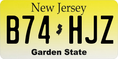 NJ license plate B74HJZ