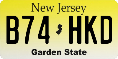 NJ license plate B74HKD