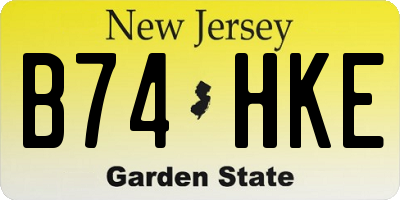 NJ license plate B74HKE