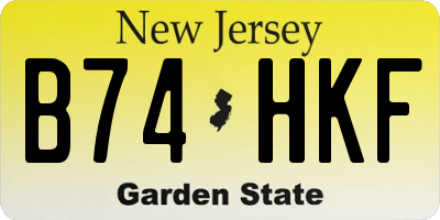 NJ license plate B74HKF