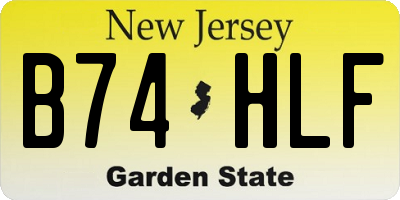 NJ license plate B74HLF