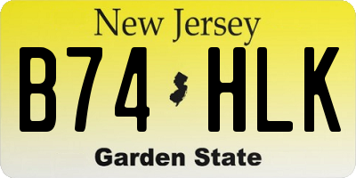 NJ license plate B74HLK