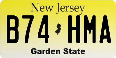 NJ license plate B74HMA