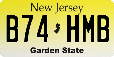 NJ license plate B74HMB