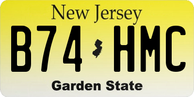 NJ license plate B74HMC