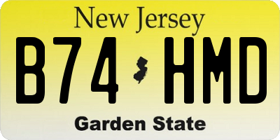 NJ license plate B74HMD
