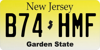 NJ license plate B74HMF