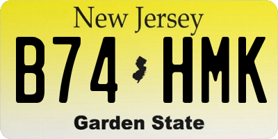 NJ license plate B74HMK